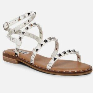 Travel Womens Studded Ankle Strap Flat Sandals